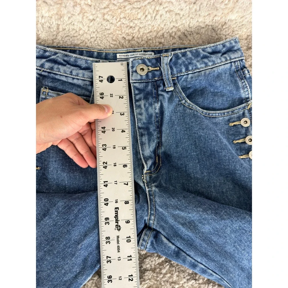 Limited Too Size 14 High Rise Sailor Button Flare Leg Y2K Denim Jeans Blue Women
